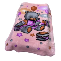 Κουβέρτα Βρεφική Βελουτέ Studying Bear 37 Baby Pink DimCol Κούνιας 110x140cm Πολυέστερ