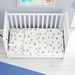 Σεντόνι Βρεφικό Sweet Dreams 554 White-Sky Blue DimCol Λίκνου 80x110cm 100% Βαμβάκι