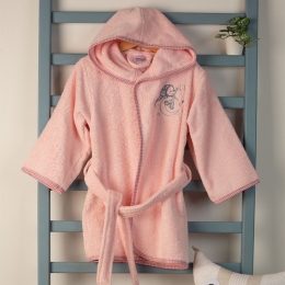 Μπουρνούζι Βρεφικό Με Κέντημα Dreaming Elephant 167 Pink DimCol