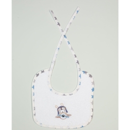 Σαλιάρα Με Κέντημα Airplane 157 White DimCol 25x25cm 100% Βαμβάκι