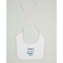 Σαλιάρα Με Κέντημα Kitty 137 White DimCol 25x25cm 100% Βαμβάκι