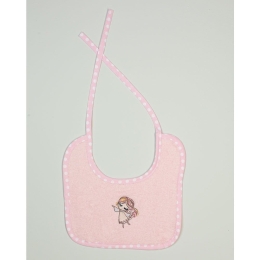 Σαλιάρα Με Κέντημα Little Angel 141 Pink DimCol 25x25cm 100% Βαμβάκι