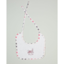 Σαλιάρα Με Κέντημα Rabbit Girl 147 White DimCol 25x25cm 100% Βαμβάκι