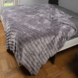 Κουβέρτα Coral Fleece Ριγέ 16 Grey DimCol Υπέρδιπλo 220x240cm Πολυέστερ