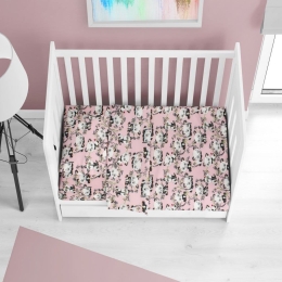 Σεντόνι Βρεφικό Panda Bear 97 Με Λάστιχο Pink DimCol Κούνιας 70x150cm 100% Βαμβακερή Φανέλα