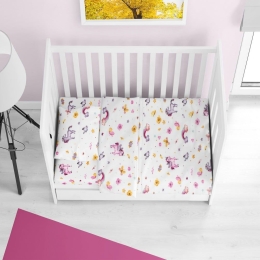 Σεντόνι Βρεφικό Unicorn 105 Με Λάστιχο Multi DimCol Κούνιας 70x150cm 100% Βαμβακερή Φανέλα