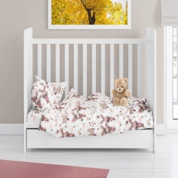 Παπλωματοθήκη Βρεφική Bunnies 30 White-Coral DimCol 120x160cm 100% Βαμβακερή Φανέλα