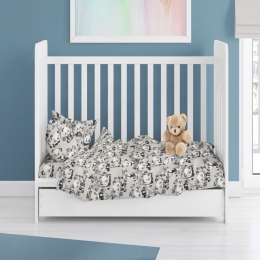 Παπλωματοθήκη Βρεφική Panda Bear 96 Grey DimCol 120x160cm 100% Βαμβακερή Φανέλα