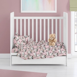 Παπλωματοθήκη Βρεφική Panda Bear 97 Pink DimCol 120x160cm 100% Βαμβακερή Φανέλα