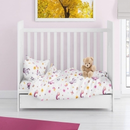 Παπλωματοθήκη Βρεφική Unicorn 105 Multi DimCol 120x160cm 100% Βαμβακερή Φανέλα