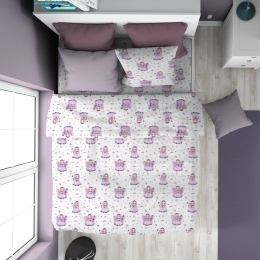 Παπλωματοθήκη Παιδική Fairy 86 White-Lilac DimCol Μονό 160x240cm 100% Βαμβακερή Φανέλα