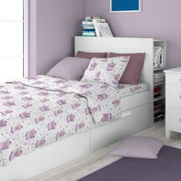 Σεντόνια Παιδικά Fairy 86 (Σετ 3τμχ) White-Lilac DimCol Μονό 160x240cm 100% Βαμβακερή Φανέλα