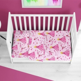 Σεντόνι Βρεφικό Princess 392 Με Λάστιχο Pink DimCol Κούνιας 70x155cm Βαμβάκι-Πολυέστερ