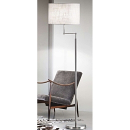 Φωτιστικό Δαπέδου 6164 1XE27 40W Φ38cm 160cm Silver Με Αμπαζούρ White Perenz Μέταλλο,Ύφασμα