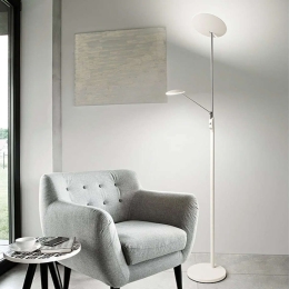 Φωτιστικό Δαπέδου 6448 B 28W & 5W Led Φ27cm 183cm Chrome White Perenz Μέταλλο,Ακρυλικό