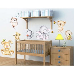 Αυτοκόλλητα Τοίχου Βινυλίου Cute Animals 18304 67Χ47Cm Ango