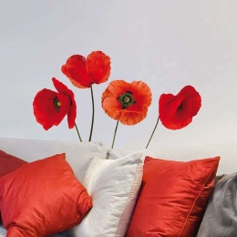 Αυτοκόλλητα Τοίχου Βινυλίου Poppies 54101 72x58cm Red Ango Βινύλιο