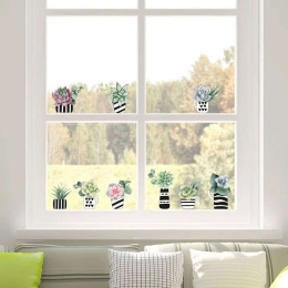 Αυτοκόλλητα Τζαμιού Βινυλίου Cactus 64013 34x15cm Multi Ango Βινύλιο