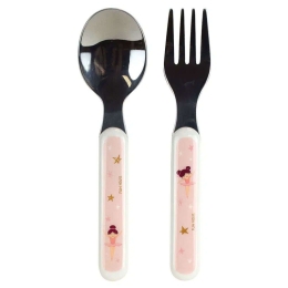 Κουτάλι & Πιρούνι Παιδικό (Σετ 2Τμχ) Ballerine 006091 White-Pink Ango 2 τμχ Πολυπροπυλένιο