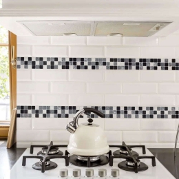Αυτοκόλλητα Πλακάκια Τοίχου Tile Black & White (Σετ 2Τμχ) 31313 30x30x0,05cm Black-White Ango Pet