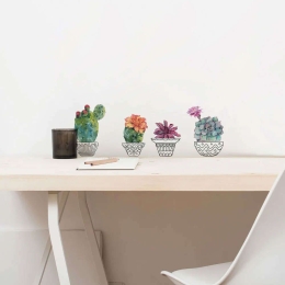 Αυτοκόλλητα Τοίχου Βινυλίου Cactus Vases 59181 31x15x1cm Multi Ango