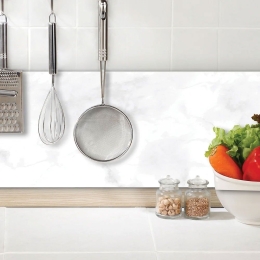 Μπορντούρα - Κάλυμμα Προστασίας Τοίχου White Marble MB 86117 (Σετ 2τμχ) 48x24cm White  Ango