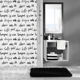Κουρτίνα Μπάνιου Hello 5905 Black White Kleine Wolke 180Πx200Υ 180x200cm PEVA