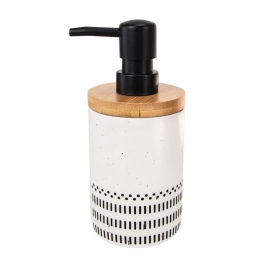 Δοχείο Κρεμοσάπουνου Alva 7,4x17,6cm Black-White Kleine Wolke Bamboo,Κεραμικό