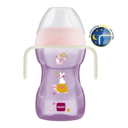 Ποτηράκι Με Χερούλια Fun to Drink Cup Night 463G 270ml 8+ Μηνών Pink Mam 270ml Πλαστικό
