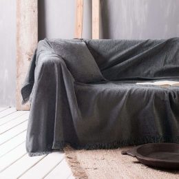 Ριχτάρι Mandala 02 Grey Ρυθμός Πολυθρόνα 180x180cm Chenille-Πολυέστερ