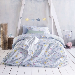 Κουβερλί Παιδικό Σετ 2τμχ Symbol Glow Blue Ρυθμός Μονό 160x240cm 100% Βαμβάκι