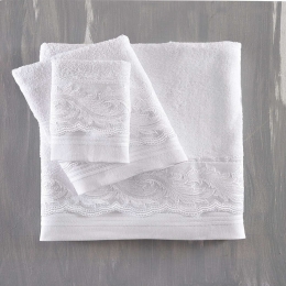 Πετσέτες Σετ 3τμχ Anika White Ρυθμός Σετ Πετσέτες 80x150cm 100% Βαμβάκι