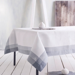 Τραπεζομάντηλο Livia White-Grey Ρυθμός 140 X140 140x140cm Λινό-Πολυέστερ