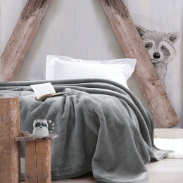 Κουβέρτα Velour Grey Ρυθμός Ημίδιπλο 160x220cm Jacquard