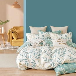 Σεντόνια Silke (Σετ 4τμχ) Mint-Beige Ρυθμός Υπέρδιπλο 230x260cm 100% Βαμβακοσατέν