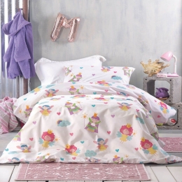 Κουβερλί Παιδικό Fairies (Σετ 2τμχ)  White-Pink Ρυθμός Μονό 160x240cm 100% Βαμβάκι