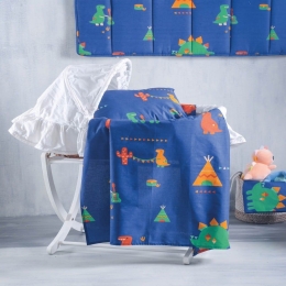 Σεντόνι Βρεφικό Tobias Blue-Multi Ρυθμός Λίκνου 80x110cm 100% Βαμβάκι