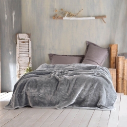 Κουβέρτα Velour Grey Ρυθμός King Size 240x260cm Πολυέστερ