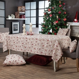 Τραπεζομάντηλο Χριστουγεννιάτικο Zermatt Beige-Red Teoran 135X180cm