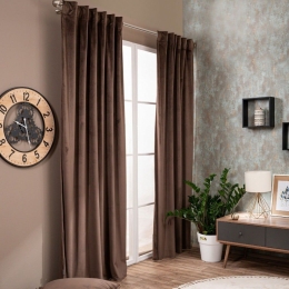 Κουρτίνα Velvet Με Τρέσα 03 Brown 140x260cm Teoran 140X260 Βαμβάκι-Ακρυλικό