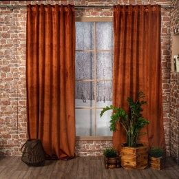 Κουρτίνα Velvet Με Τρέσα 05 Terra 140x260cm Teoran 140X260 Βαμβάκι-Ακρυλικό