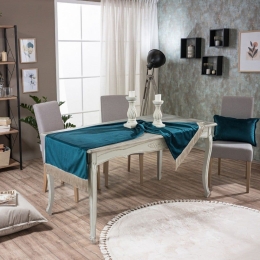 Τραβέρσα (Sari) Velvet 13 Petrol Teoran 65X200 Βαμβάκι-Ακρυλικό