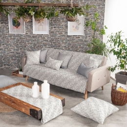 Τραβέρσα Siena 04 Grey Teoran 45X180 Βαμβάκι-Πολυέστερ