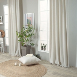 Κουρτίνα Aragona 11 Με Τρέσα Beige Teoran 140X260 Βαμβάκι-Πολυέστερ