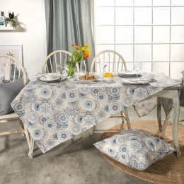 Τραπεζομάντηλο Serrano Grey-Blue Teoran 135X180cm Βαμβάκι-Πολυέστερ