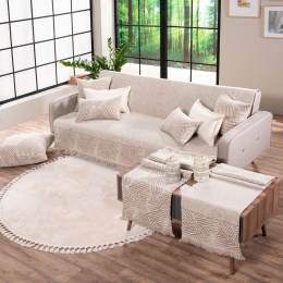 Ριχτάρι Philadelphia 02 Beige Teoran Τριθέσιο 180x300cm Ακρυλικό,Βαμβάκι, Polyester