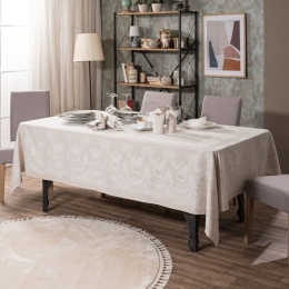 Τραπεζομάντηλο Etienne 01 Ecru Teoran 155X260 Βαμβάκι-Πολυέστερ