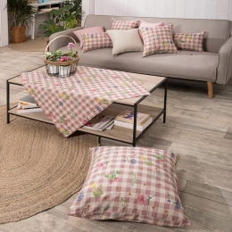 Καρέ Parrillia 06 Pink Teoran 90X90cm Βαμβάκι-Πολυέστερ