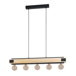 Φωτιστικό Οροφής-Ράγα 'Layham' 43468 Black-Brown Eglo Μέταλλο,Ξύλο