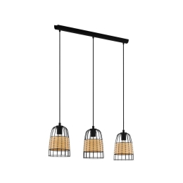 Φωτιστικό Οροφής-Ράγα 'Anwick' 43313 Natural-Black Eglo Rattan, Μέταλλο